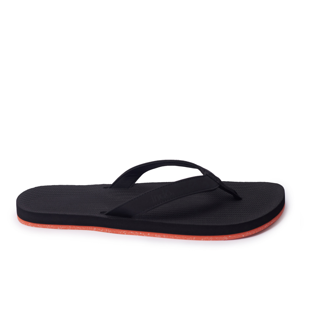 Men's Flip Flops Sneaker Sole - Black/Orange Sole