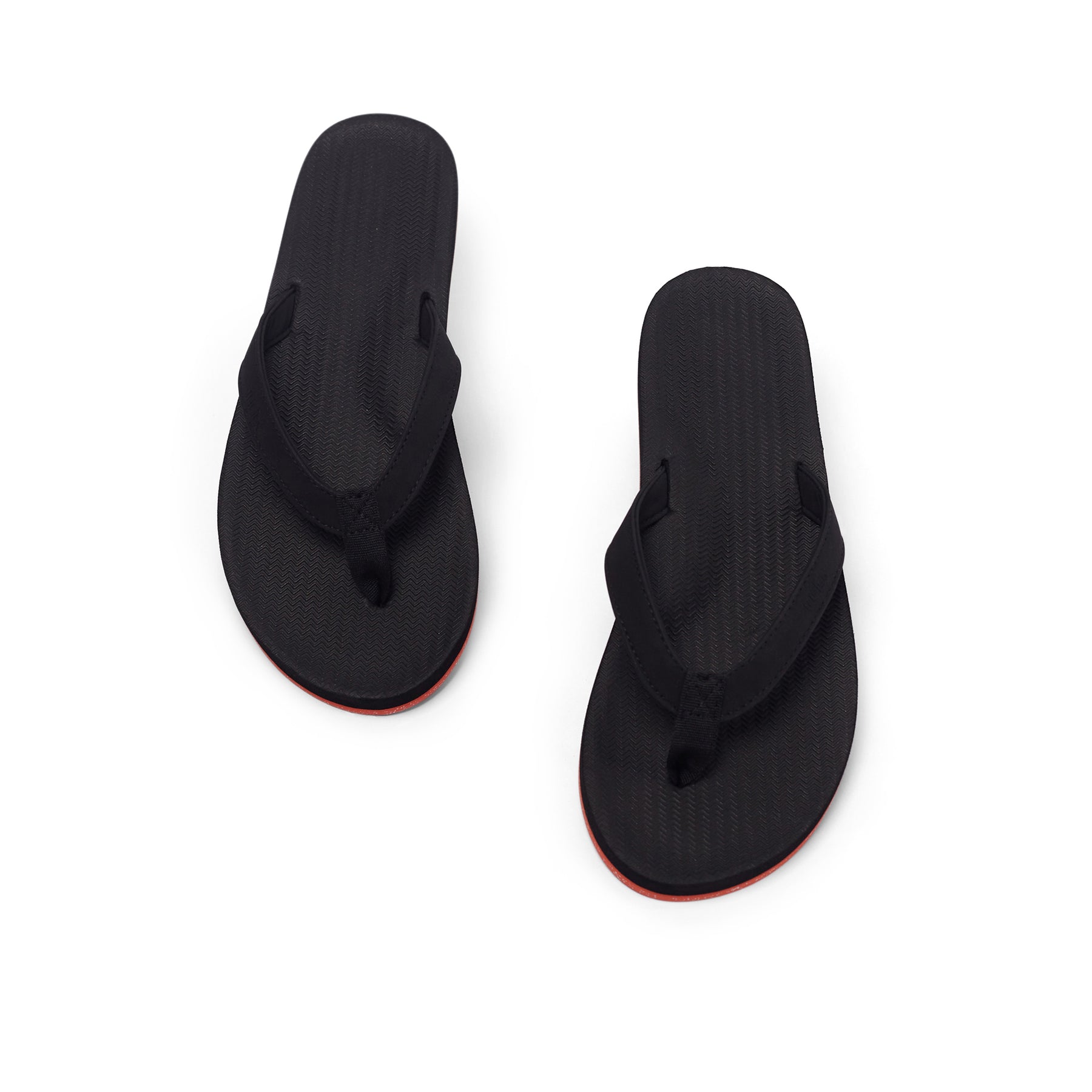 Women's Flip Flops Sneaker Sole - Black/Orange Sole